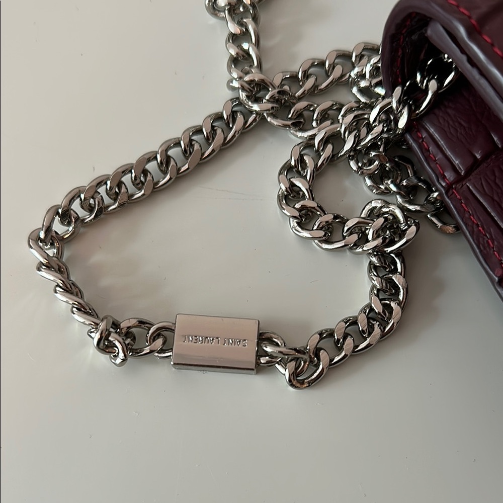 Yves Saint Laurent Burgundy Croc-Embossed Chain Bag YSL - MOVING SALE! - Picture 4 of 7